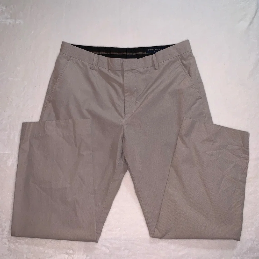 Banana‎ Republic Straight Leg Trousers Khaki Mens Size 36x30 Minimalist Career